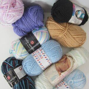Lot Assorted Yarn Different Weights Colors Content Worsted DK Baby Blue Pink